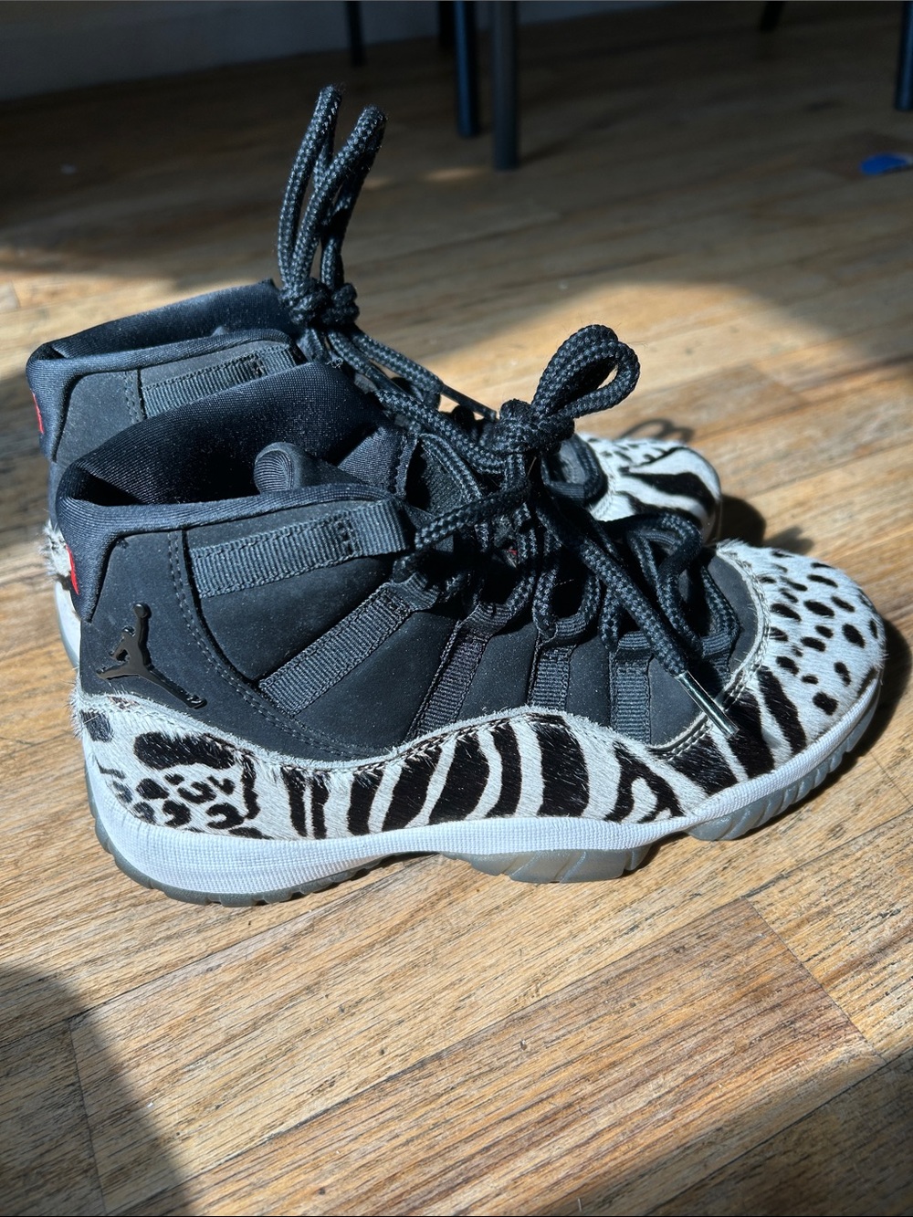 Jordan Men's Black & White Animal Print High-Top Sneakers